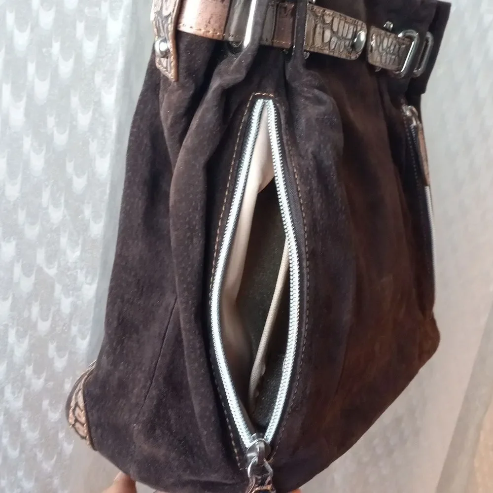 Gun Tote'n Mamas Concealed Carry Brown Swede Purse Shoulder Bag